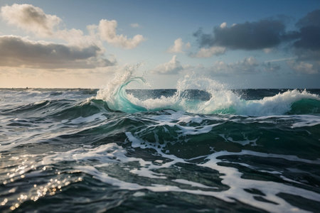 Waves breaking on the coast of Bonaire island, Caribbeanの素材