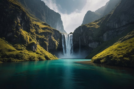 Beautiful waterfalls in New Zealand, South Island. Long exposureの素材