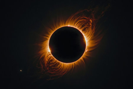 Solar eclipse. Eclipse of the sun. Total eclipse of the sun.の素材