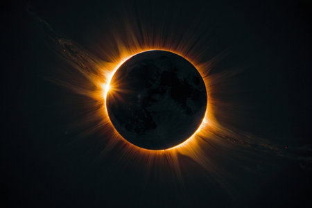 Full moon eclipse occurs when the sun sets over the planet Earth.の素材