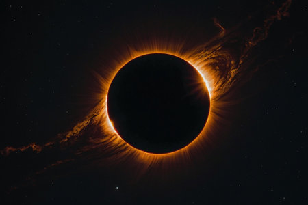 Solar eclipse occurs when the sun is at its closest point to the Earth.の素材