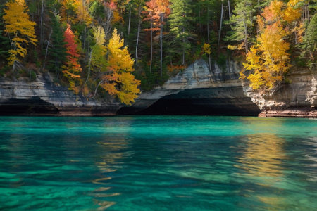 Lake Tahoe in autumn, California, United States of America.の素材