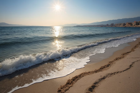 Sunset on the beach in Alanya, Antalya, Turkeyの素材