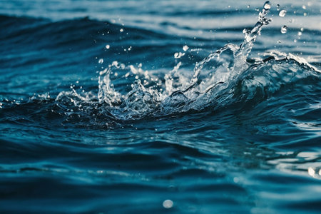 Splashes of water on the surface of the sea. Shallow depth of fieldの素材