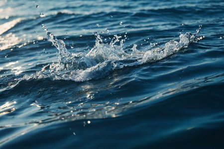 Splashes of water on the surface of the sea. Shallow depth of fieldの素材