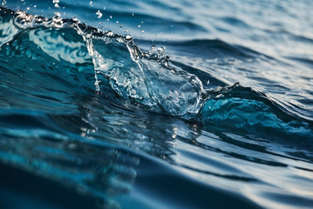 Water splash on the surface of the sea. Blue water background.の素材