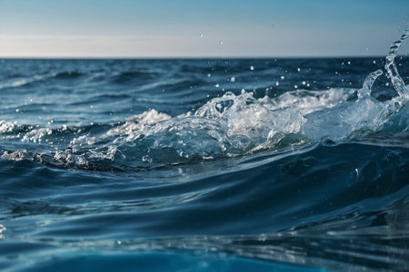 Splashes of water on the surface of the sea, close-upの素材