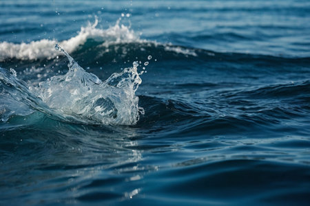 Splashes of water on the surface of the sea. Shallow depth of fieldの素材
