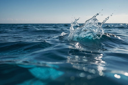 Water splashes on the surface of the sea. Close-up.の素材