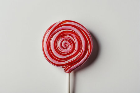 Colorful lollipop on white background, top view. Sweet foodの素材