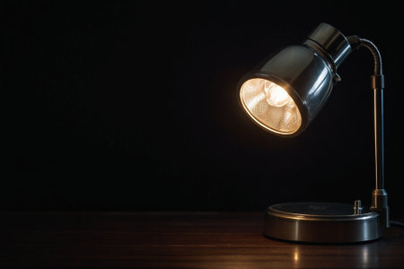 Table lamp on a black background. Table lamp on a black background.の素材