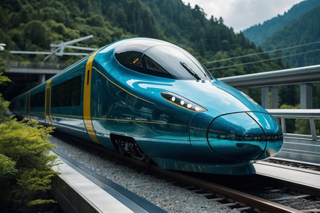 Japanese high speed train in Nagano, Japan. Nagano is the capital and largest city of Japan.の素材