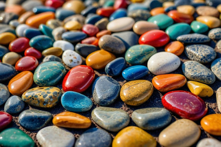 Colorful pebbles on the beach, close-up.の素材