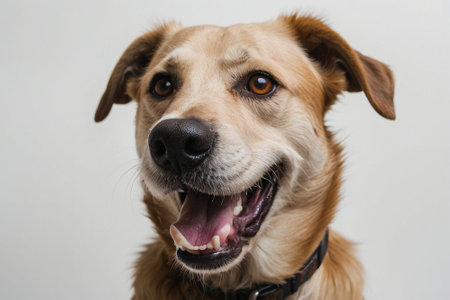 Portrait of a happy dog on a white background. Studio shot.の素材