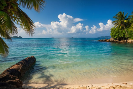 Beautiful tropical beach at Seychelles, Praslinの素材