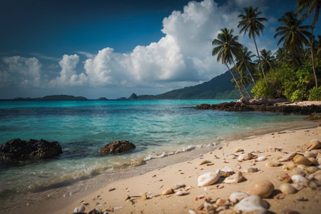 Tropical beach at Seychelles, Praslinの素材
