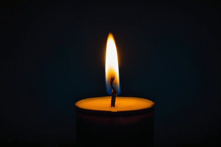 Candle light in the dark with copy space for your text.の素材
