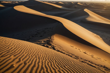 Sand dunes in the Sahara desert in Morocco. Africa. Sunsetの素材