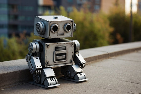 Lego robot on the streetの素材