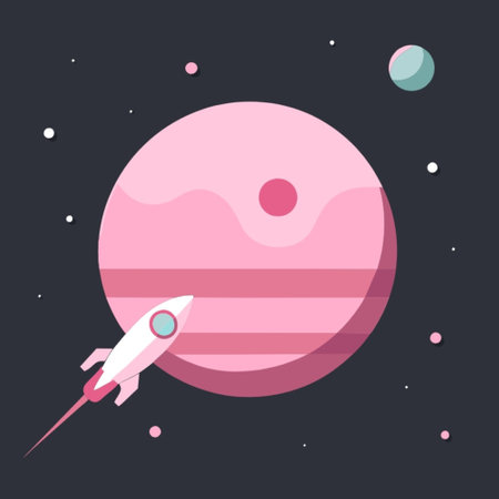 Rocket icon in flat style. Space vector illustration on dark background.の素材