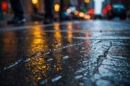 Rainy day in New York City, USA. Shallow DOFの素材