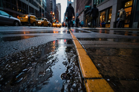 Rainy day in New York City, United States of America.の素材