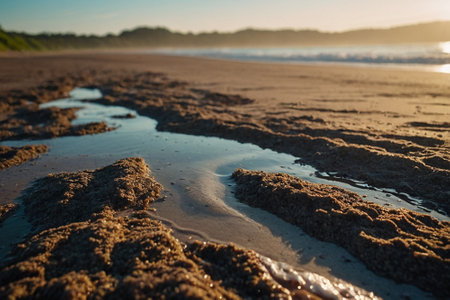 Beautiful sunset on the beach in the summer. Close-up.の素材