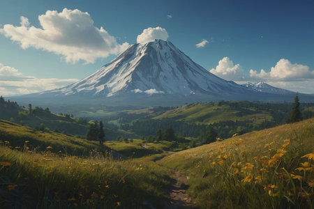 Mt. Fuji in the morning, Kamchatka, Russiaの素材
