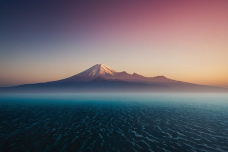 Mt. Fuji from Kawaguchiko lake, Japan.の素材