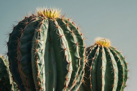 Cactuses in the desert of Saguaro National Park, Arizonaの素材