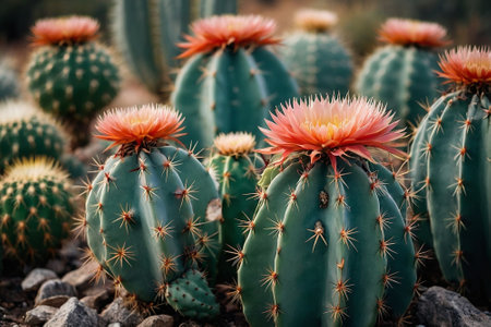 Cactuses in the botanical garden of Phoenix, Arizona.の素材