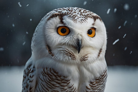 Snowy owl (Bubo scandiacus) in winterの素材