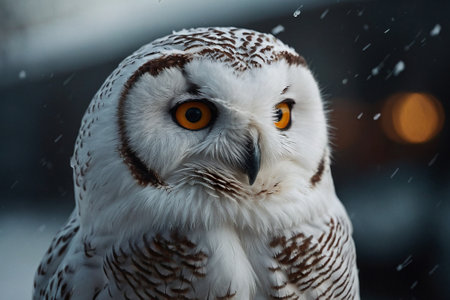 Snowy owl (Bubo scandiacus) in the cityの素材