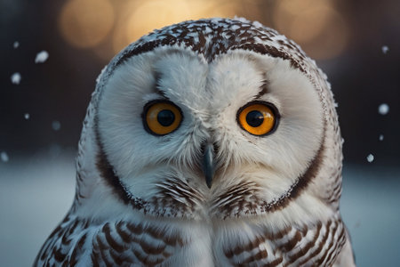 Snowy owl (Strix nebulosa) close up portraitの素材