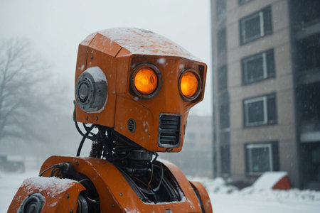 Snow removal machine in the city. Snow removal equipment in winter.の素材