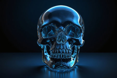 Human skull on dark background. 3D illustration. 3D rendering.の素材