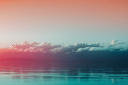 Beautiful seascape with sea and sky at sunset. Nature backgroundの素材