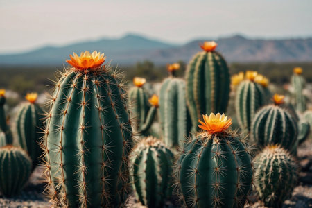 Cactuses in the Mojave Desert, California, USA.の素材