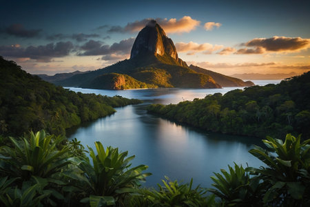 Beautiful seascape with a view of Rio de Janeiro, Brazilの素材