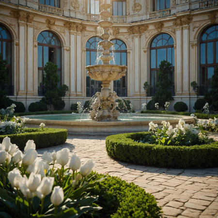 Fountain in the garden of Schonbrunn Palace, Vienna, Austriaの素材