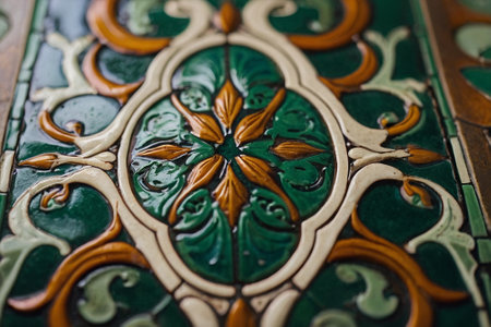 Ottoman Turkish  art with geometric patterns on the walls and doorsの素材