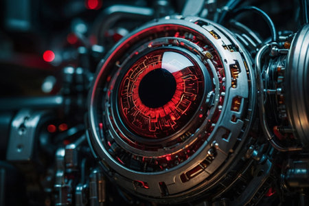 Close-up view of the inside of a spaceship engine. Concept of future technology.の素材