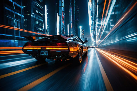 car on the road with motion blur background,hongkong.の素材