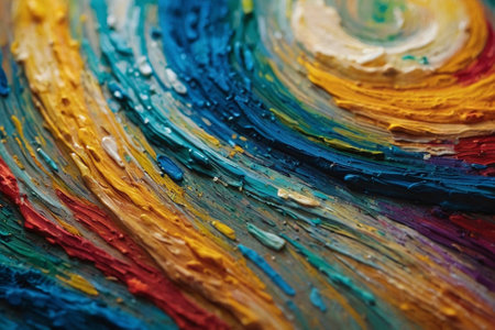 Colorful oil paints on a palette close-up. Abstract backgroundの素材