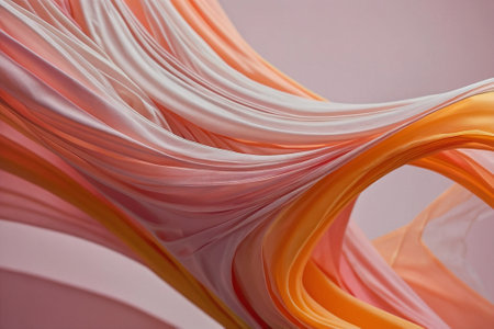 Abstract background of pink and orange satin fabric. studio shot.の素材