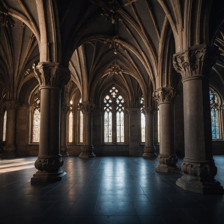Interior view of the cloister of Notre Dame de Paris, Franceの素材