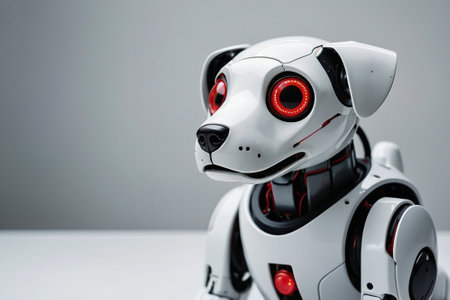 Robot toy on the table. Concept of artificial intelligence and machine learning.の素材