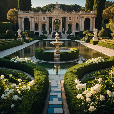 Garden of Villa Pamphili in Tuscany, Italyの素材
