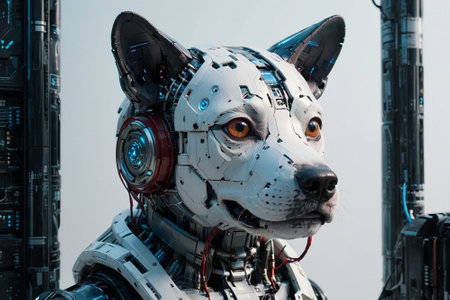 Astronaut dog in the space station. 3D rendering.の素材