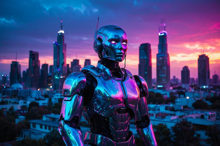 The statue of the Iron Man in Bangkok, Thailand.の素材